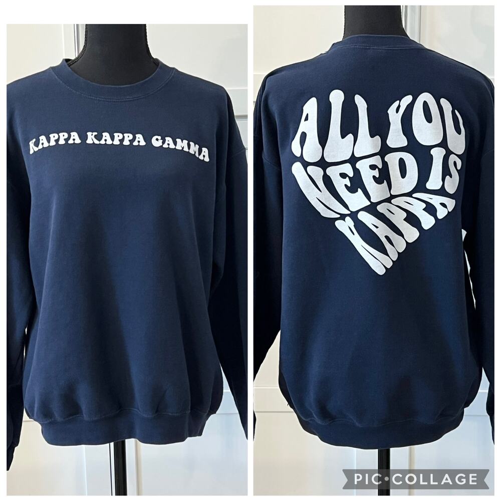 Kappa Kappa Gamma UniversityTees Sz M Pullover Sweatshirt Blue Greek Sorority
